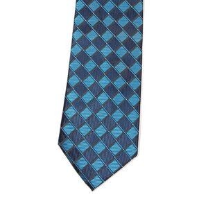 Bergamo New York Men’s Tie Blue Geometric Textured 62 inch Designer Wide Tie New